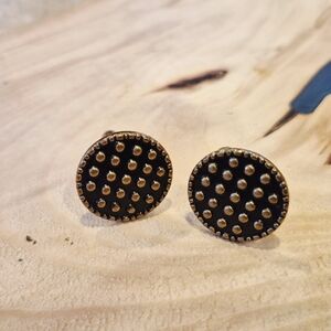 Black and  Copper Polka Dot Cuff Links